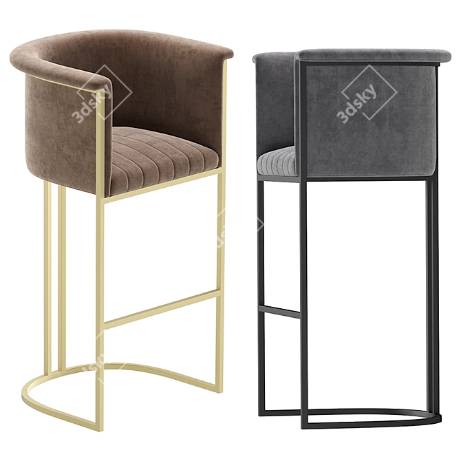 Velvet Modern Barstool 3D model image 3