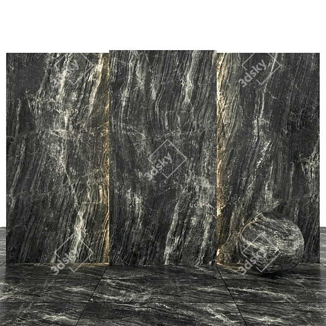 Elegant Black Mirror Marble Slabs 3D model image 1