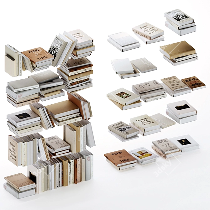 Beige & White Design Books Vol.3 3D model image 1