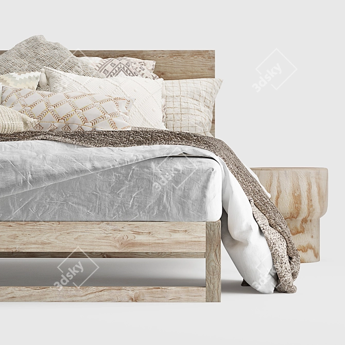  Flocca Bed: Luxurious Linen-Clad Dream 3D model image 3