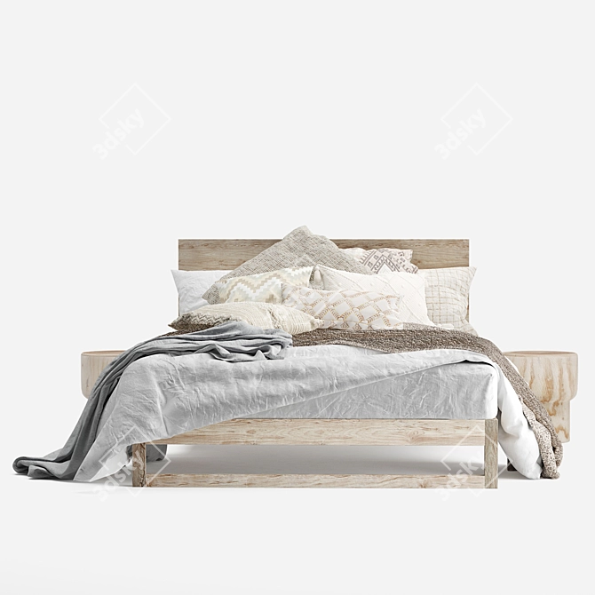  Flocca Bed: Luxurious Linen-Clad Dream 3D model image 5