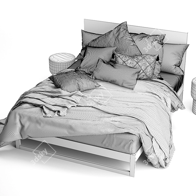  Flocca Bed: Luxurious Linen-Clad Dream 3D model image 6