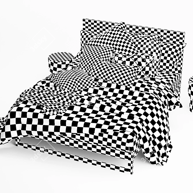  Flocca Bed: Luxurious Linen-Clad Dream 3D model image 7
