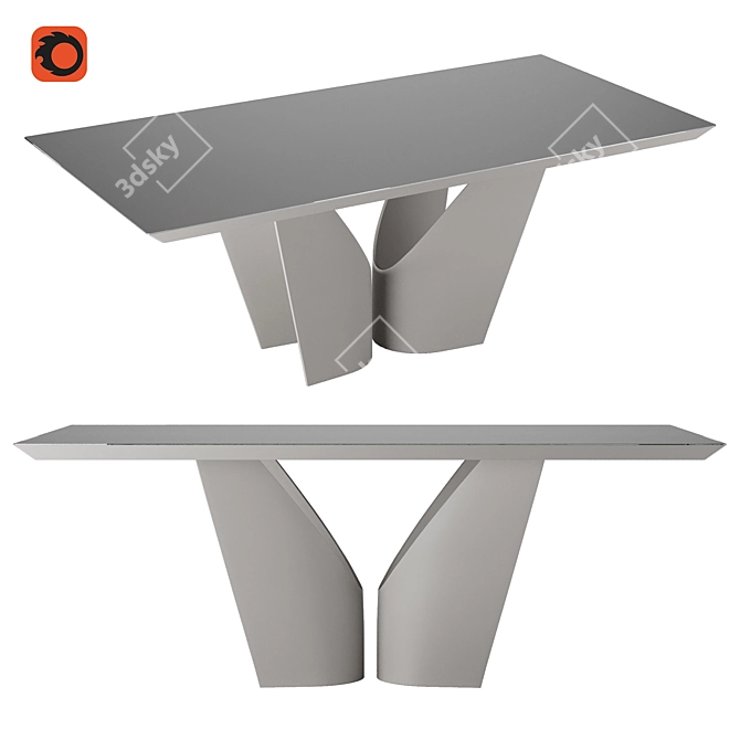 Garda Decor Quadro: Modern White Dining Table 3D model image 1