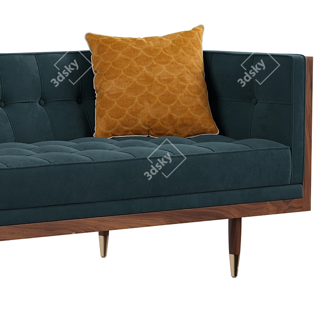 Walnut Neptune Velvet Woodrow Box Sofa 3D model image 3