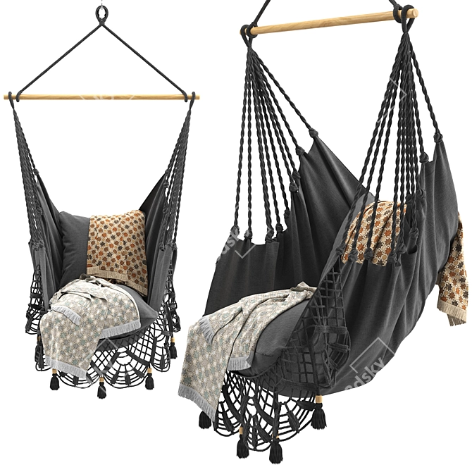 Boho Oasis Hammock Chair 3D model image 1