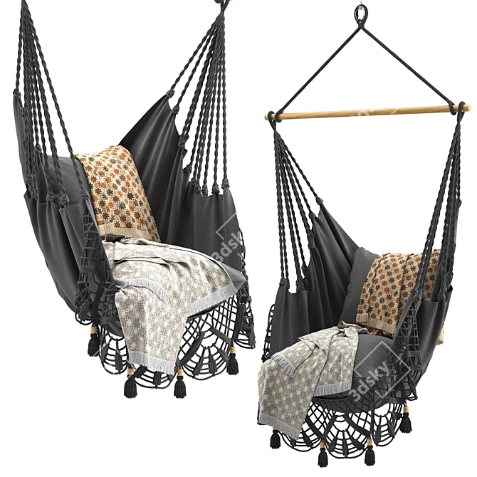 Boho Oasis Hammock Chair 3D model image 5