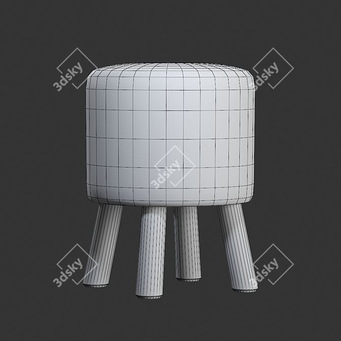 Luxury Mongolian Fur Stool 3D model image 3