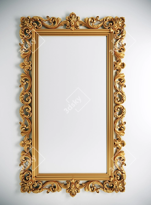 Baroque-style Carved Mirror 3D model image 1