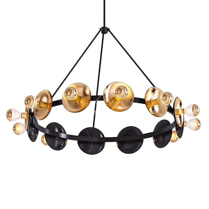 Rustic Wheel Chandelier 3D model image 1