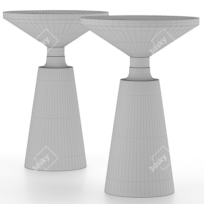 Contemporary Walnut Side Table 3D model image 4