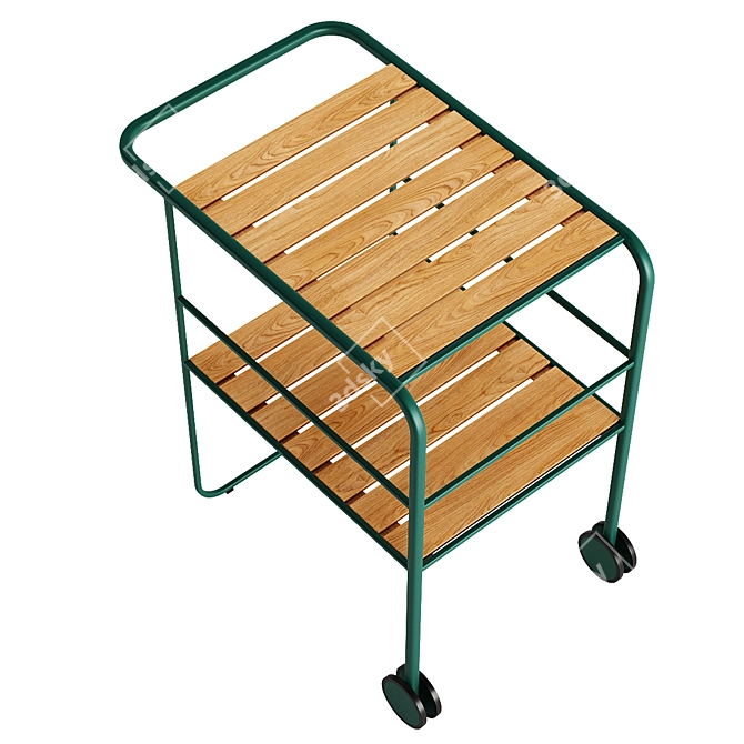 Skagerak Fuori Serving Trolley: Green & Teak Elegance 3D model image 3