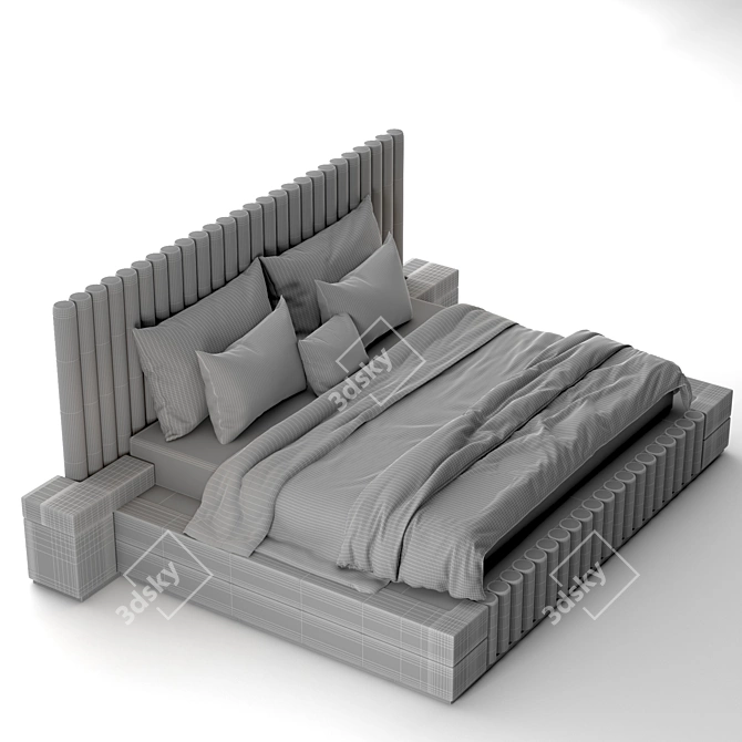 Contemporary White Bed Set 34 3D model image 5