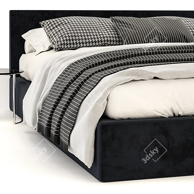 Elegant Molteni Ribbon Black Bed 3D model image 3