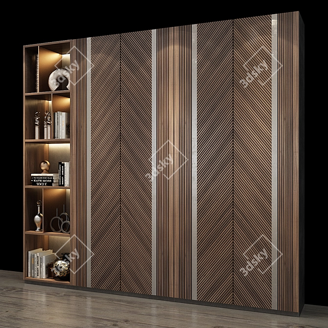 Title: Elegant Oak Cabinet - Modern Storage Solution 3D model image 1