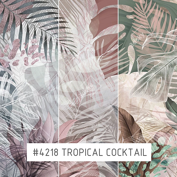 Tropical Paradise Wallpaper: 4218 Cocktail Bliss 3D model image 1