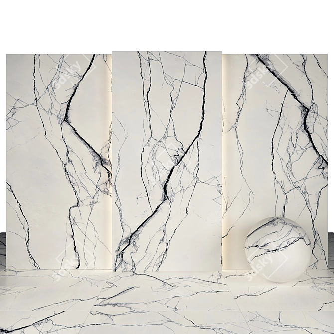 Sleek Breach Marble Slabs - High Gloss Texture 3D model image 1