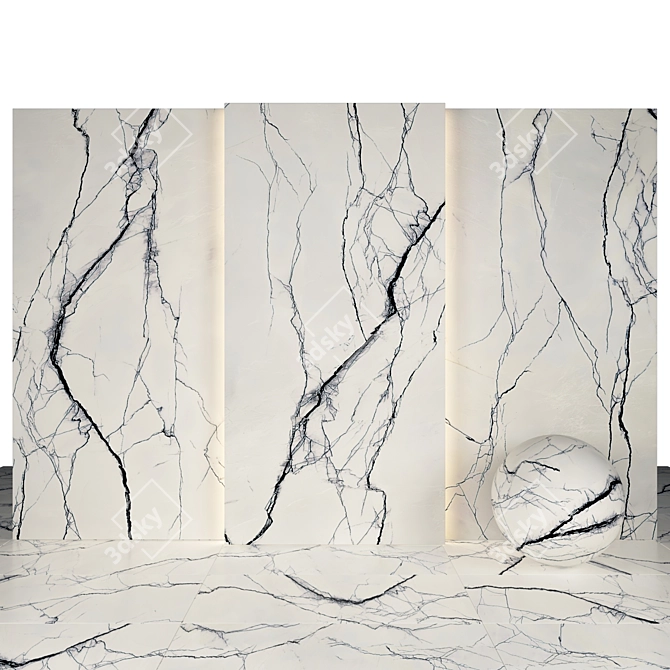 Sleek Breach Marble Slabs - High Gloss Texture 3D model image 2