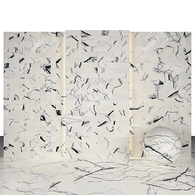 Sleek Breach Marble Slabs - High Gloss Texture 3D model image 3