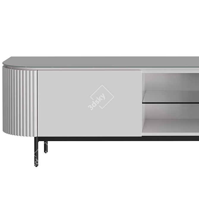 Modern TV Cabinet with Glass Top and Open Shelves 3D model image 2