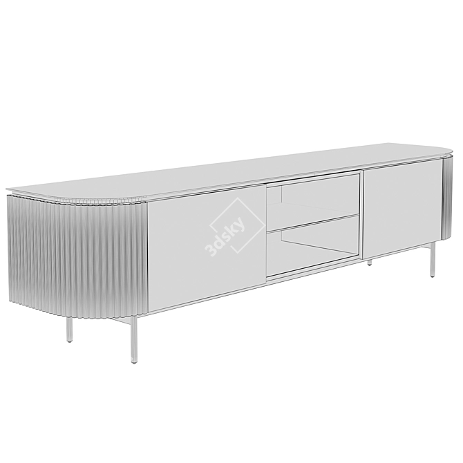 Modern TV Cabinet with Glass Top and Open Shelves 3D model image 6