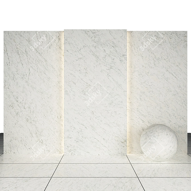 White Veined Marble Texture: 3D Maps & Various Tile Sizes 3D model image 1