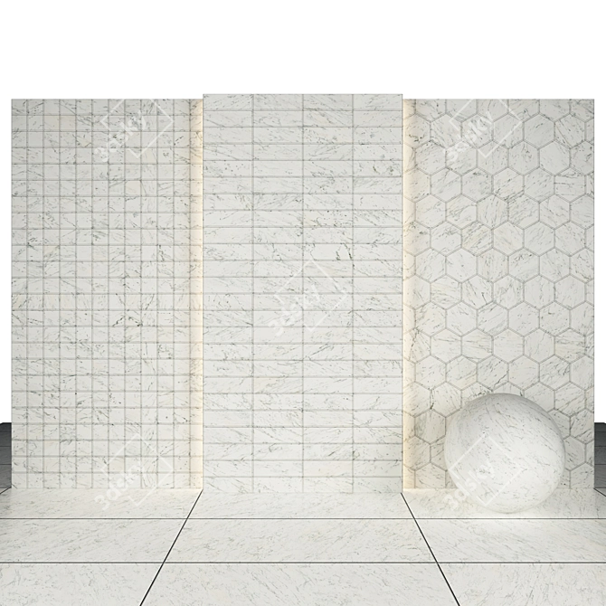 White Veined Marble Texture: 3D Maps & Various Tile Sizes 3D model image 2