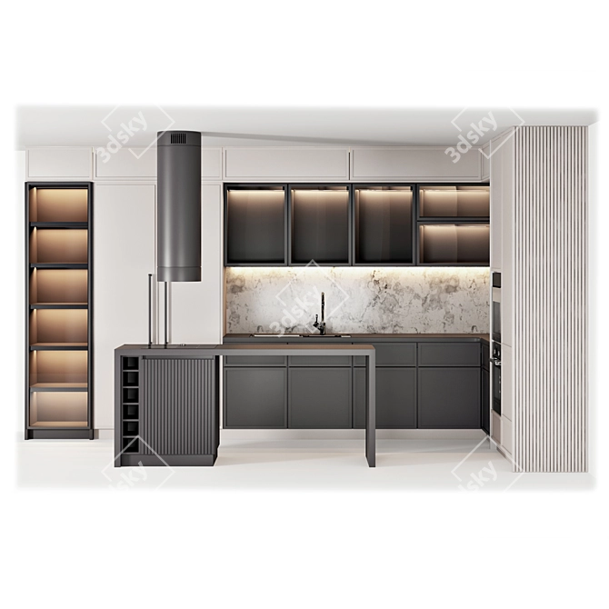Modern Kitchen Cabinet: 480cm x 240cm 3D model image 1