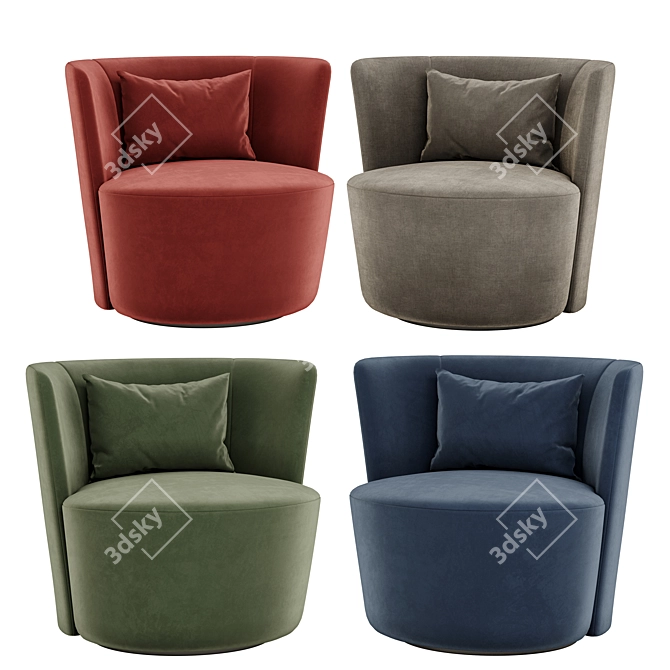 Stylish Emily Armchair: 6 Colors, Multiple Materials 3D model image 3