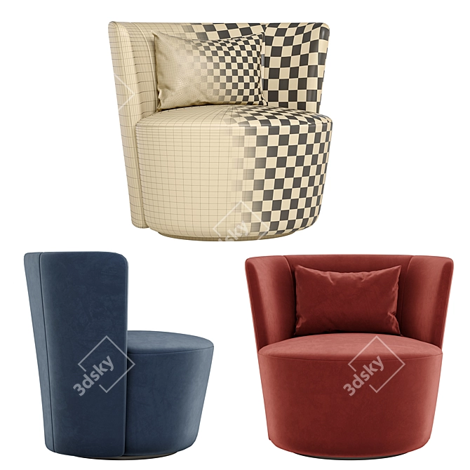 Stylish Emily Armchair: 6 Colors, Multiple Materials 3D model image 5