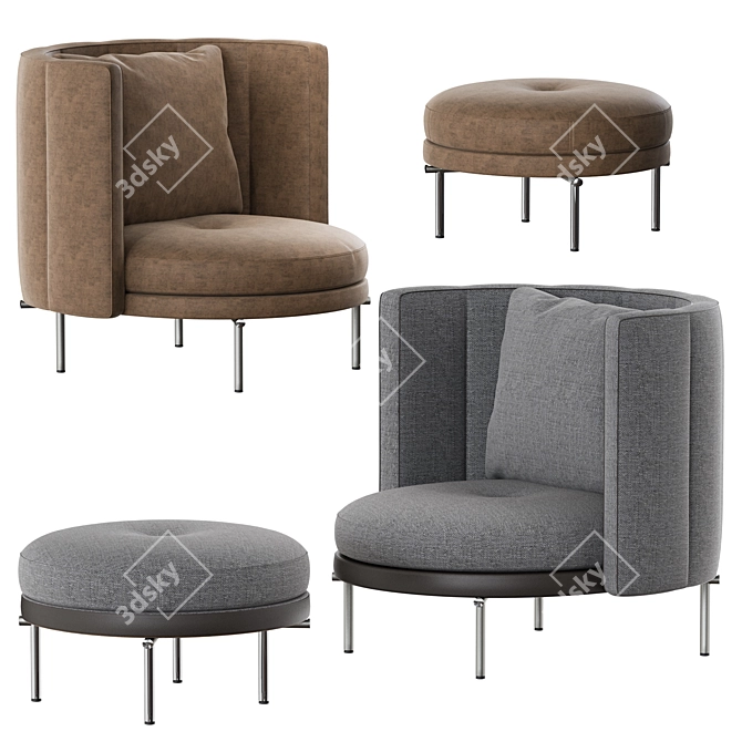 Modern Minotti TORII Armchair 3D model image 7