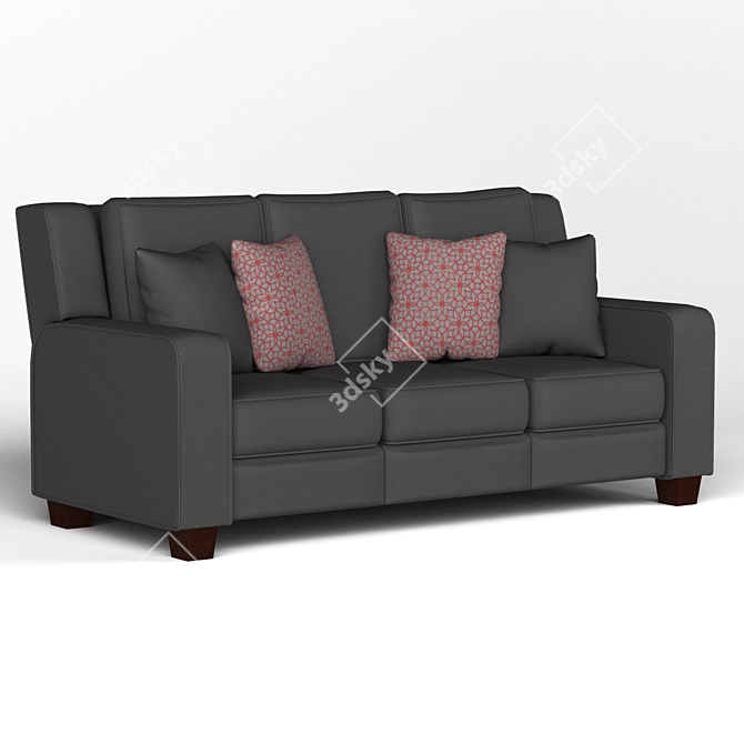 Title: Classic 3-Pillow Fabric Sofa | Corona 3D model image 2