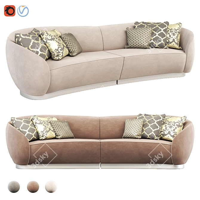 Sleek Dove Gray Equinox Sofa 3D model image 1