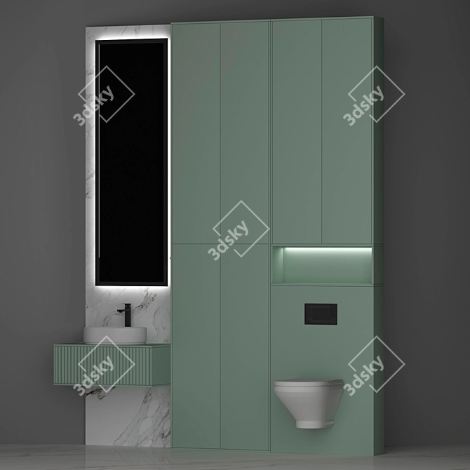 Sleek 12-Piece Bathroom Set 3D model image 4