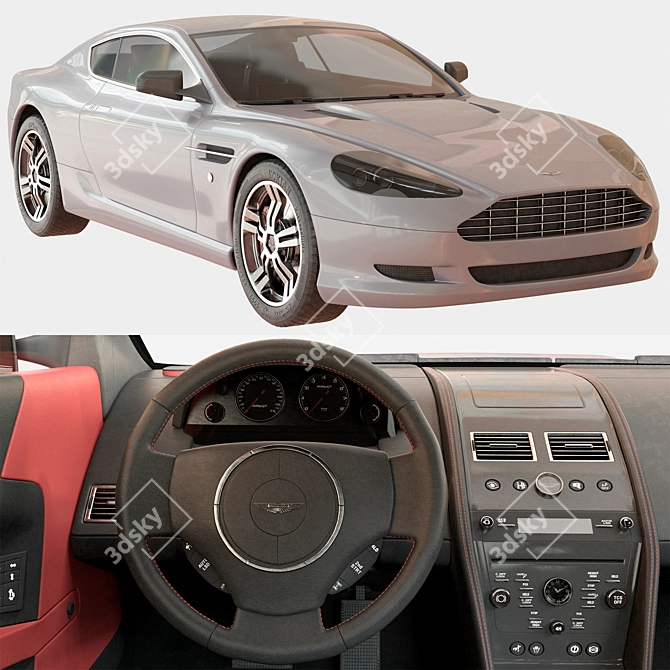 Sleek Aston Martin DB9 Car 3D model image 1