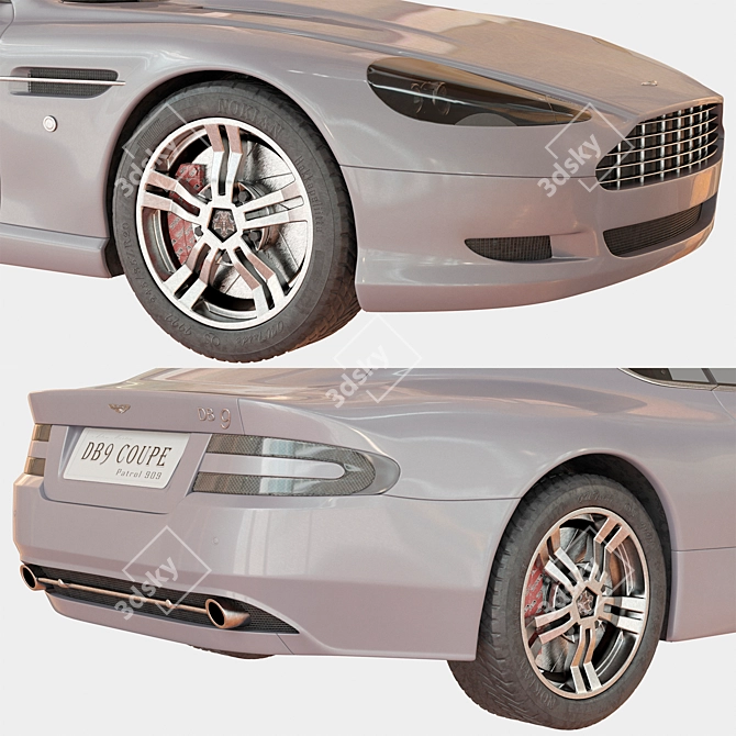 Sleek Aston Martin DB9 Car 3D model image 5