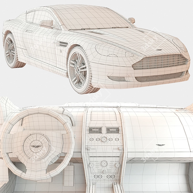 Sleek Aston Martin DB9 Car 3D model image 7