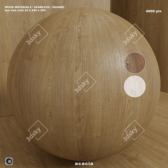 Seamless Acacia Wood Set 116 3D model image 1