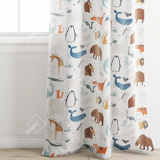 Playful H&M Kids Curtain 3D model image 3