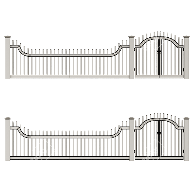 Durable PVC Fence Solution 3D model image 8