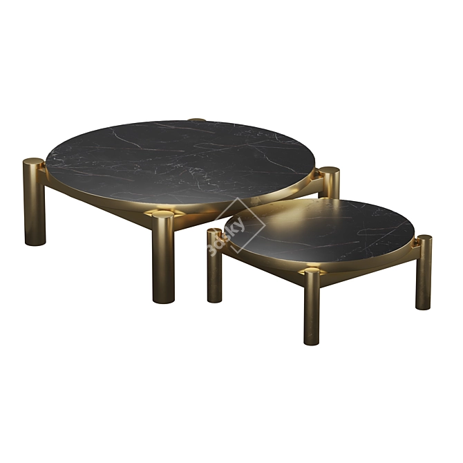 Marble Ceramic Coffee Tables: Luxury Elegance 3D model image 1