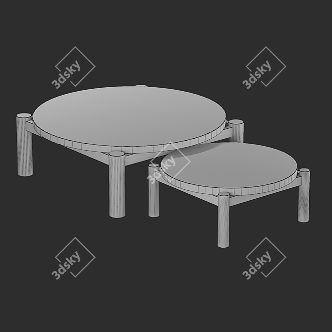 Marble Ceramic Coffee Tables: Luxury Elegance 3D model image 4