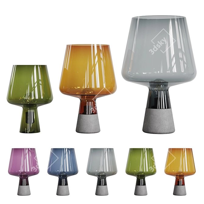 Nordic Glass Cement Table Lamp Set 3D model image 1