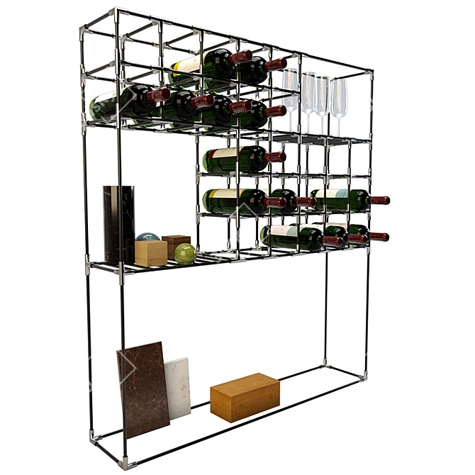 Elegant Wine Shelf: Stylish and Functional 3D model image 3