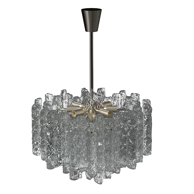 Kalmar Ice Glass Chandelier 1970s 3D model image 1