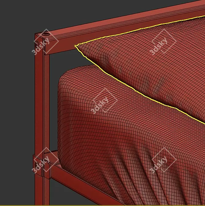 GRIMSBU Queen Bed - Gray/Green - Stylish and Versatile 3D model image 5