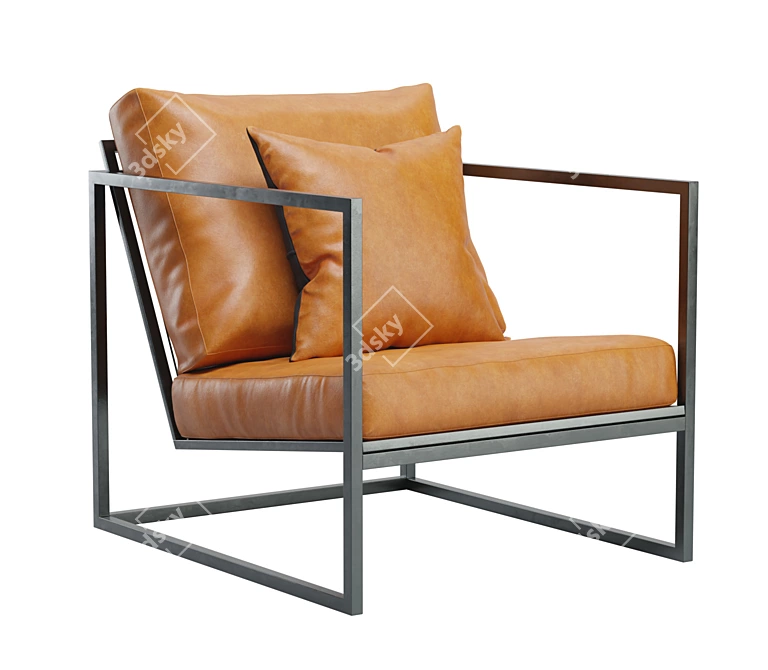 Modern Leather Armchair | Dark Metal Frame 3D model image 4