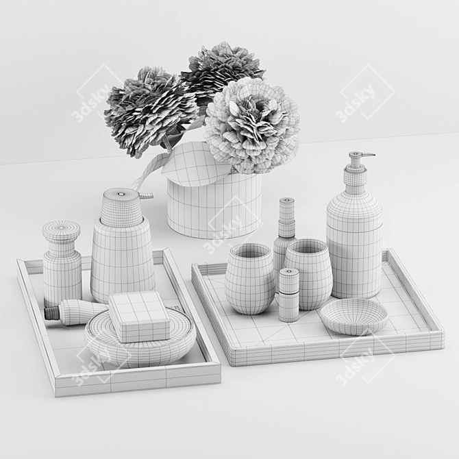 Luxury Bathroom Decor Set 3D model image 4