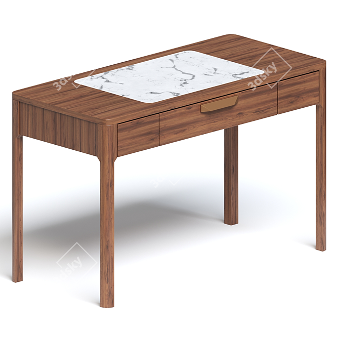 Elegant Walnut Writing Desk 3D model image 3