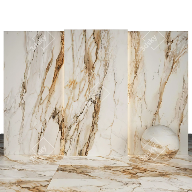 Elegant Tru Gold Marble Slabs 3D model image 1